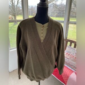 Softome Moss Green Crossover Sweater